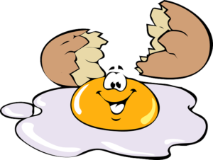 Image of an egg smiling as eggs are the subject of the post