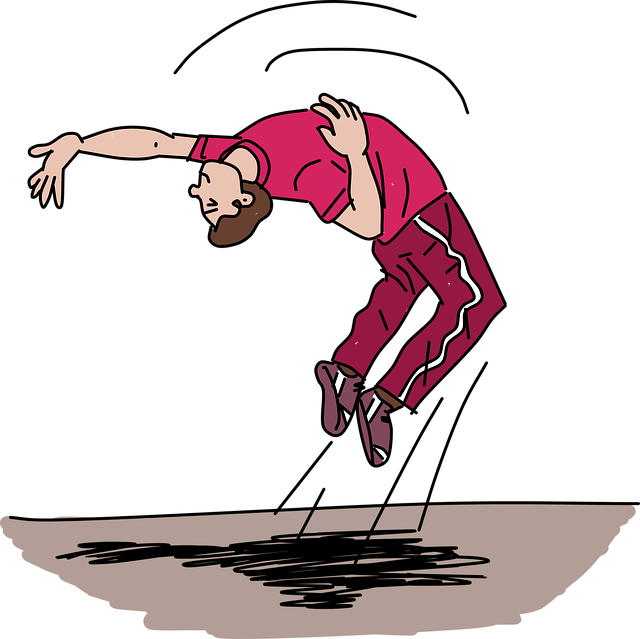 Image shows person doing a backflip which supports the text of improved physical performance