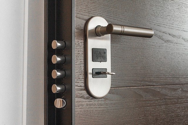 Image of a secure door lock supports the text on locks