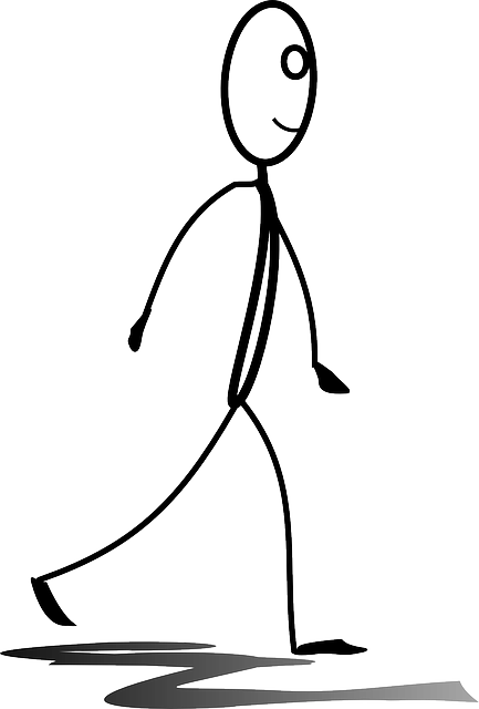 Image of a stick man walking to support the warm up text